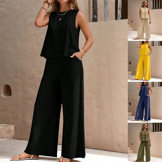Women’s Two-Piece Pants Suit – Loose Fit Casual Top and Full-Length Trousers Set hanyelevate