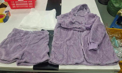 3pcs Womens Clothing Long Sleeve Crop Tank Top And Drawstring Shorts Pajama Set hanyelevate