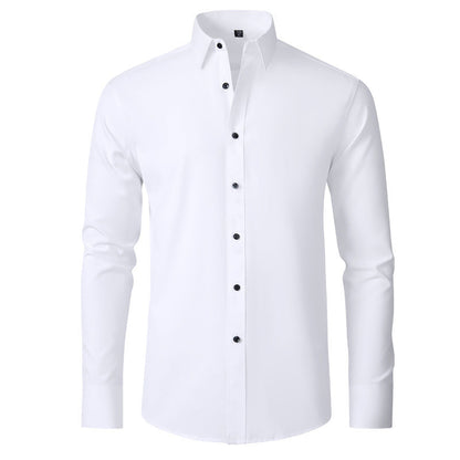 Men’s Fashion Slim Fit Solid Shirt – Long Sleeve Lapel Button Office Business Top hanyelevate