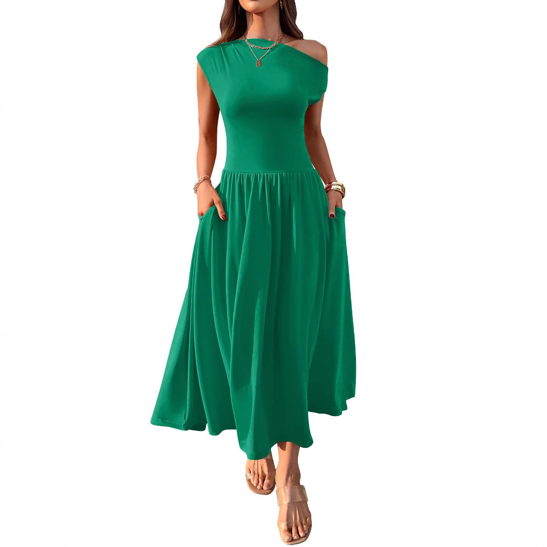 Women’s Knitted Umbrella Skirt – Elastic Waist Sleeveless Dress | S–XL | Multiple Colors hanyelevate