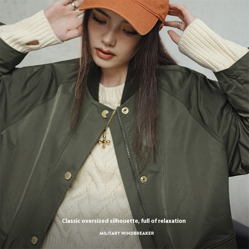 Women's Loose Fit Trench Coat – Retro Olive Green, Mid-Length Fashion Jacket hanyelevate