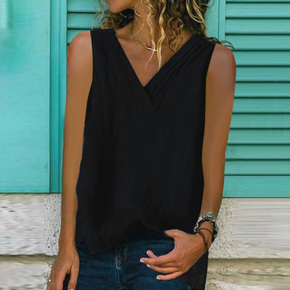 Women’s Slim Fit Cotton Sleeveless Top – Pullover Tank Shirt | S–5XL | White, Yellow, Pink, Black, Navy Blue