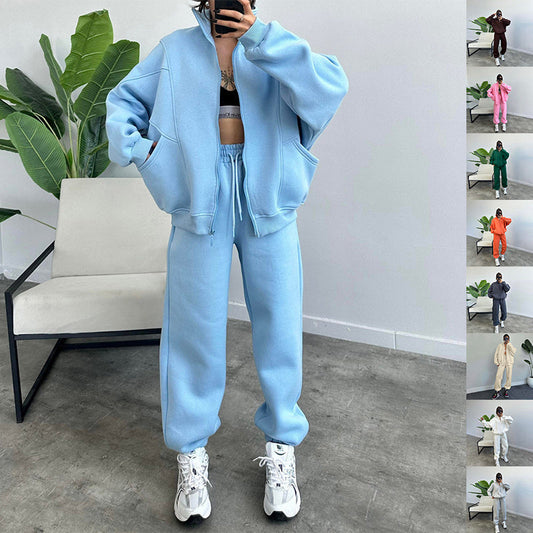 Stylish Women’s Activewear Set – Stand-up Collar Sports Suit with Jogger Pants hanyelevate