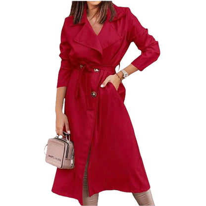 Women's Coat Plus Size Trench Coat Tie-front Top hanyelevate